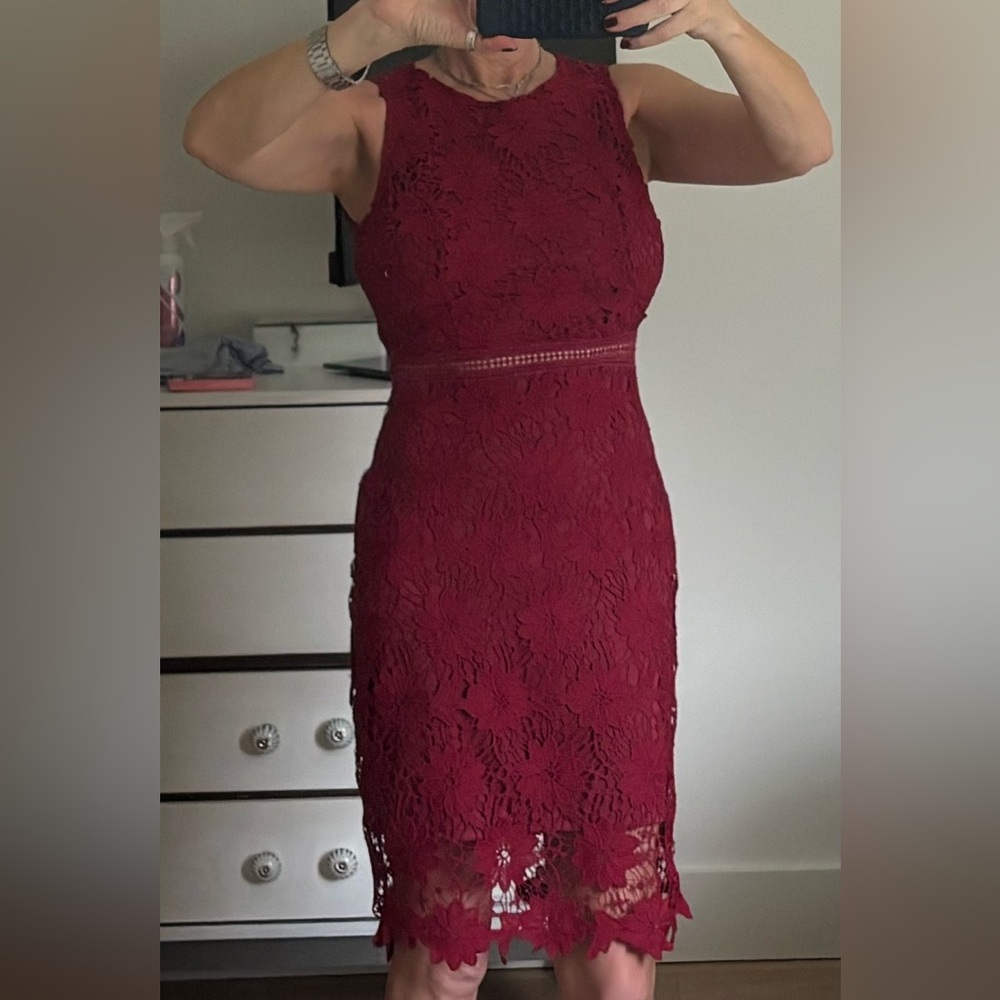 Elegant Burgundy Lace Dress